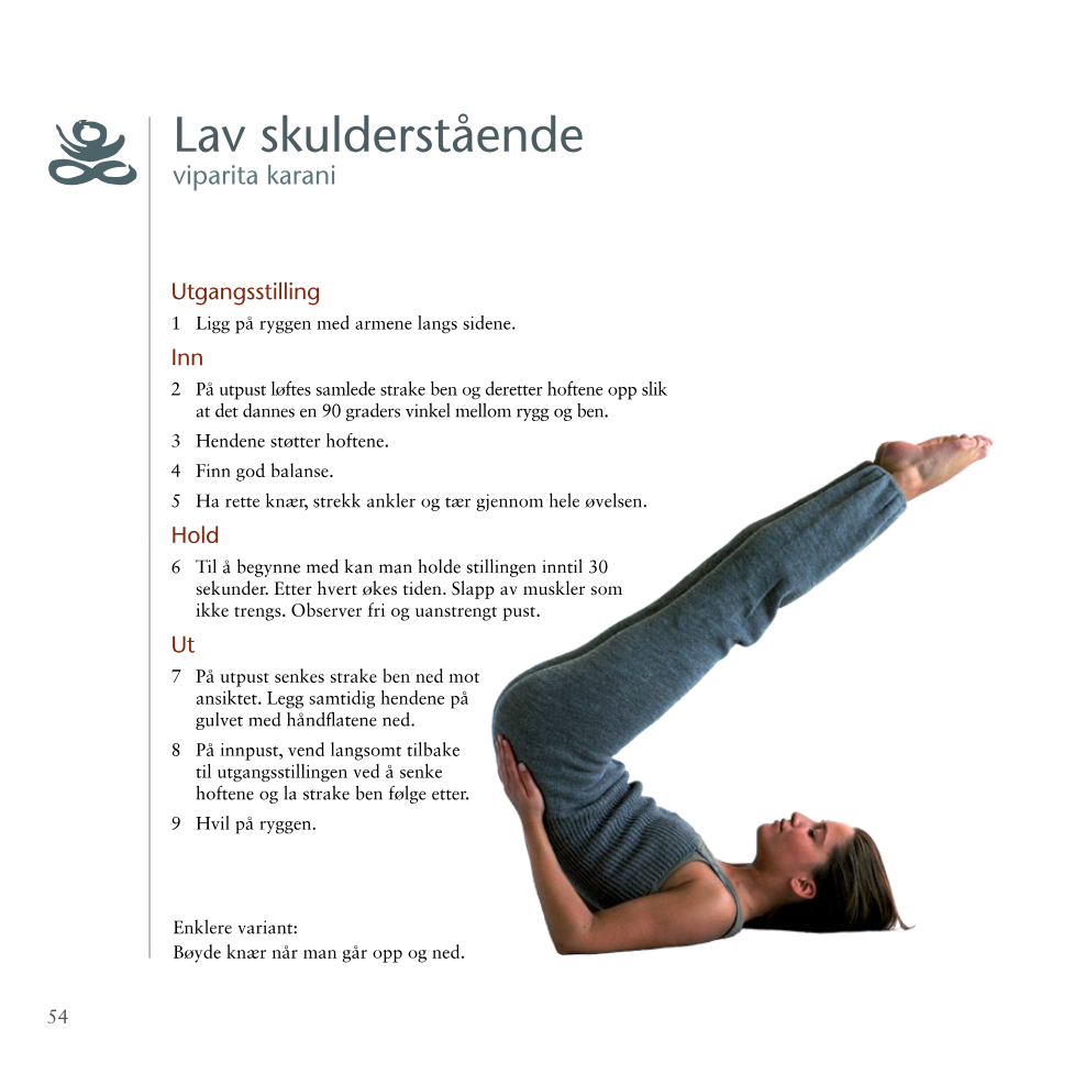 Bokside fra Yogaboken med lav skulderstående