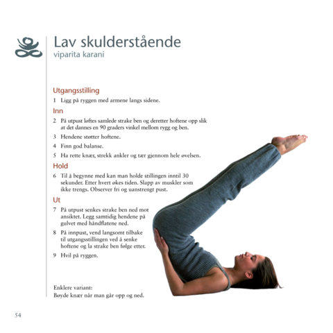 Bokside fra Yogaboken med lav skulderstående